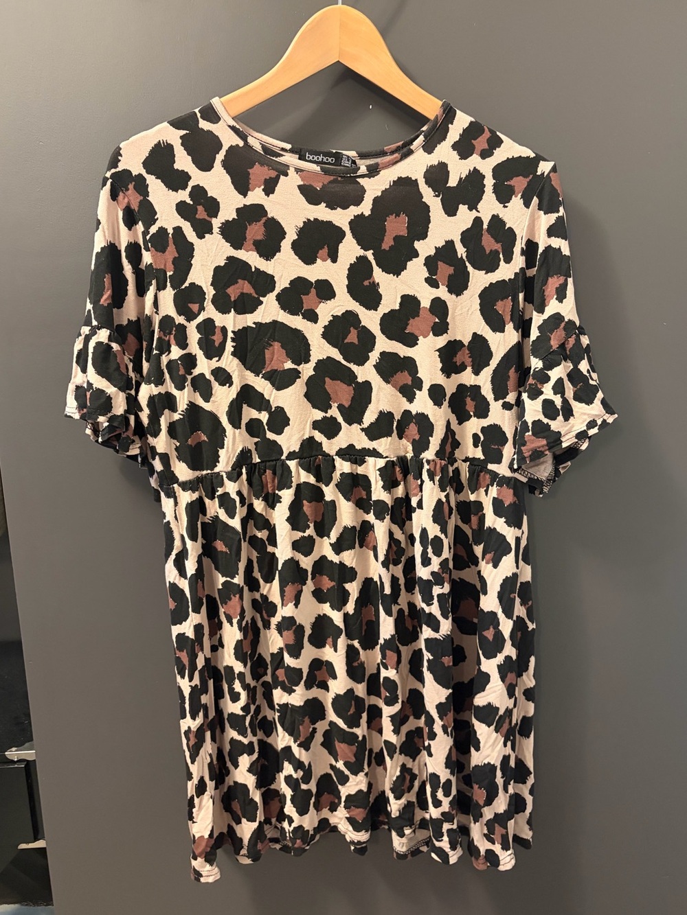 Boohoo Leopard Print Babydoll Dress